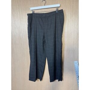The Fisher Project Eileen Fisher Wool Windowpane Plaid Wide Leg Crop Pants L